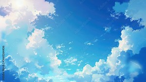 A cloudy sky with white puffy clouds