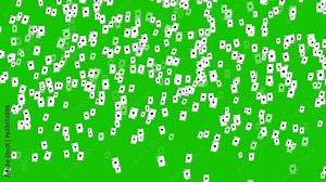 Playing Cards Falling On Green Screen Background. 4 Type Of Card Randomly Falling Loop Animation Of Casino Cards Gambling Green Screen Background