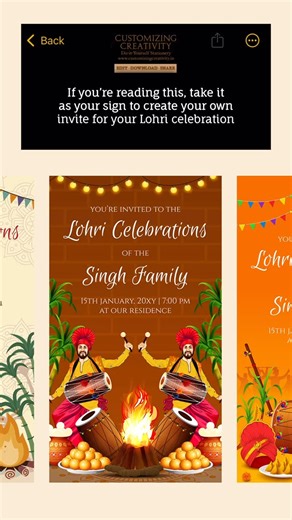 Wedding Invitation Templates on Instagram: "Take this as the nudge you needed. Create your personalized Lohri invite and celebrate in style. Start designing today via the link in our bio. (lohri, lohri celebration, evite, einvite, ecard, einvitation, digital invitation, digital invites, etsy wedding, etsy shop, customizing diy)"