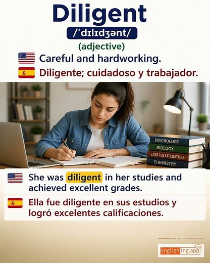 Diligent: English vocabulary meaning and example