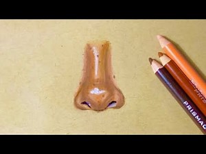 طريقة رسم الانف بالالوان الخشبية| تعلم الرسم
