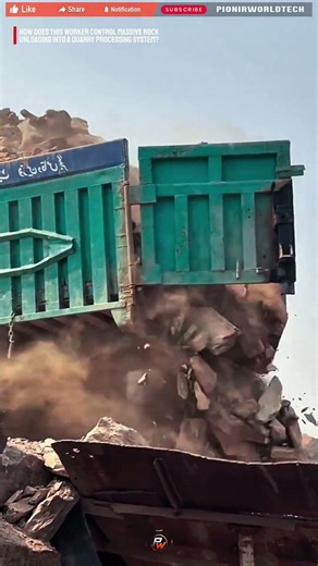 Skilled Worker Controls Rock Unloading Through A Quarry Processing System