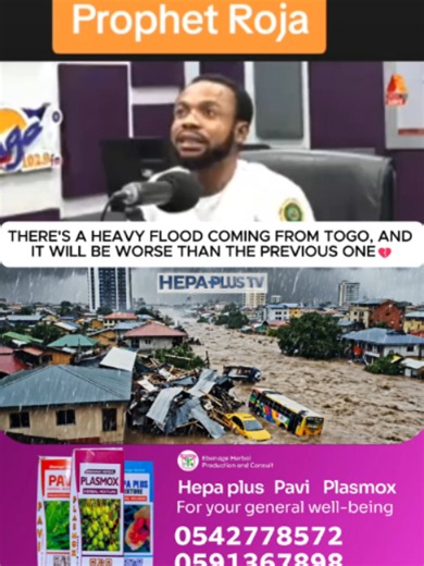 There's a heavy flood coming from Togo, and it will be worse than the previous one - Prophet Roja claims. What do you think? Share your thoughts in the comments.