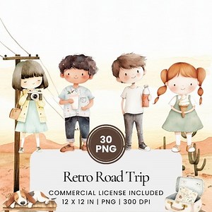 Retro Road Trip Clipart