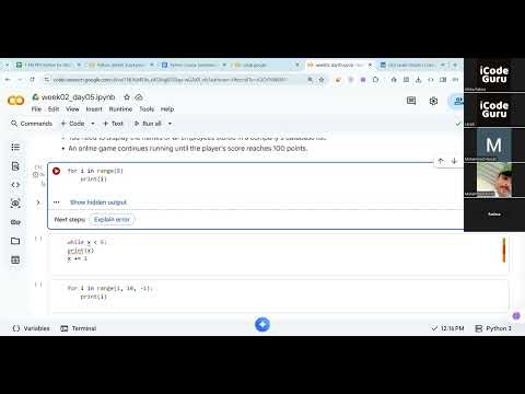 1PM - 2PM | Week 2 | Day 5 | Python for Absolute Begineers