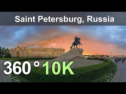 Saint Petersburg, Russia. Virtual travel. Aerial 360 video in 10K.