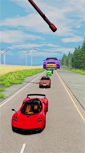 Colorful Small to Giant Cars vs Hammer - BeamNG.drive #shorts