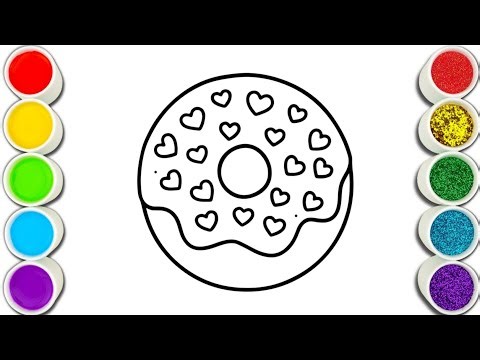 Cute Donut Drawing and Coloring for Kids | Easy Doughnut Drawing Step by Step