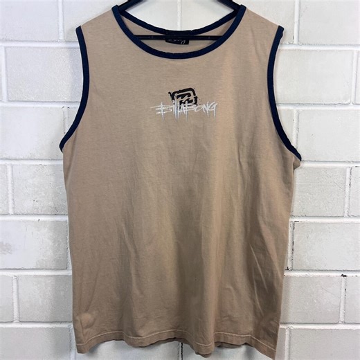90s Billabong Tank Top Beige Navy – Vintage Surf Tank Shirt – Y2K Surfwear Sleeveless Shirt – Size L - Etsy