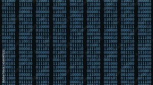 Binary code looped background, featuring a seamless animation of binary numbers flowing across the screen. Perfect for projects related to technology, cybersecurity, data visualization, matrix design
