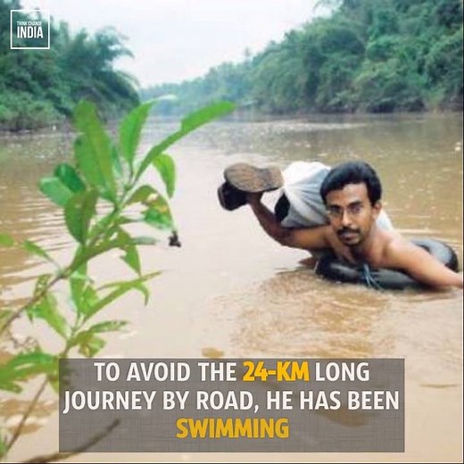 2.9M views · 47K shares | Meet Abdul Malik, the teacher from Kerala who swims to school daily, and has never missed a class. Read his inspiring story here - https://yourstory.com/2015/11/abdul-malik/ #Inspiration | Think Change India | Facebook