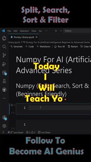 Split, Search, Sort & Filter Intro In Numpy Library #numpy #artificialintelligence #pythontutorial