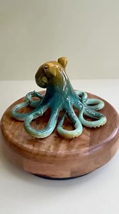 Handmade Ceramic Octopus Sculpture: Blue & Orange Ocean Decor - Etsy