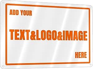Custom Signs Outdoor Metal - 12 x 8 Customized Personalized Aluminum Signs for Office, Home, Business, Decor, Custom Rust-Proof Sign (Orange Text Box)