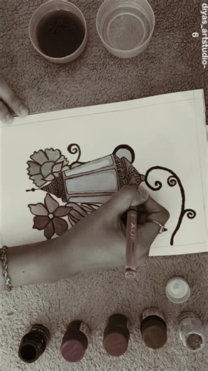 ✨ Step-by-Step Lantern Drawing Tutorial | Easy Floral Art 🌸🖌️#art#viralshorts