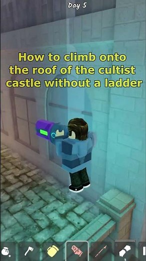How to climb onto the roof of the cultist castle without a ladder in 99 Nights in the Forest Roblox
