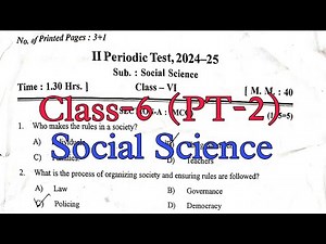 Class-6 Social Science (SST) PT-2 Exam Question Paper / Session 2024-25 / Periodic Test-2 Kendriya V