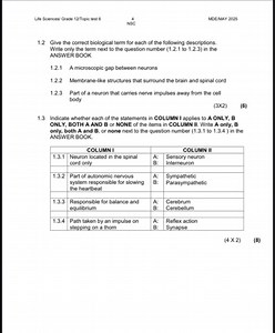 Life Sciences/ Grade 12/Topic test 64MDE/MAY 2025NSC1.2 Giv... | Filo