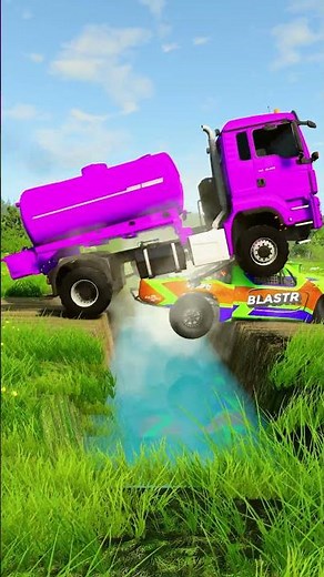 Insane Vehicle Bridge Fails! 😱 Can They Make The Jump? #Shorts