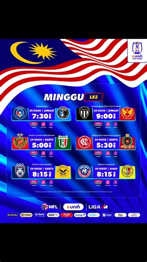 📅 Jadual Perlawanan Unifi Liga Super 2026–2027 (LS2) 📊 Kedudukan Terkini #UnifiLigaSuper2026-27 #LigaMalaysia #DemiLigaKita