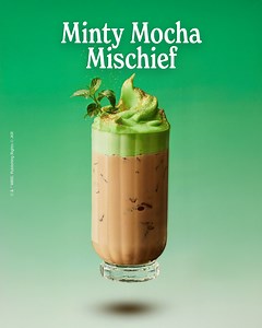 Coffee isn’t magical… Until it is ✨ Chocolate, peppermint, gold - screenshot to make the Minty Mocha Mischief recipe today! | Coffee mate
