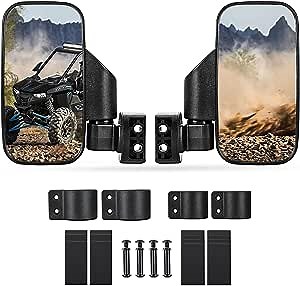 UTV Side Mirrors for 1.75"-2"Inch Roll Bar, Easy-Adjustable 2023 New UTV Side View Mirrors, Compatible With the Full Range of Polaris RZR, Kawasaki Mule Teryx, Honda Pioneer SXS, Yamaha Rhino YXZ