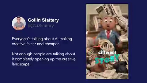 Our video editor made a full set of claymation ads for a client in about 10 hours. That used to be the kind of creative idea that died in a pitch deck because nobody could justify the production cost.Without AI, we're talking hundreds if not thousands of hours of traditional production work. It just wasn't feasible for a DTC brand's budget.Today, all it took was a hyper-talented video editor and some compute.My point is that it’s interesting how everyone's focused on whether AI can make baseline