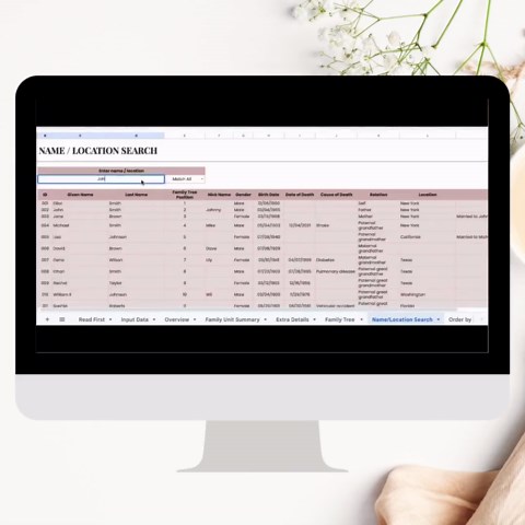 Editable Genealogy Template: Family Tree & Ancestry Organizer Google Sheet - Etsy Canada