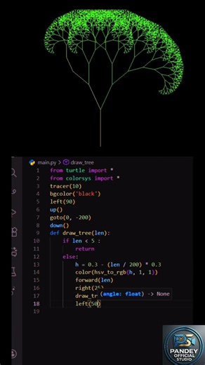 10 sec me tree bana diya Python se 🔥 | Ye coding hai ya jadoo? 🤯#Python #Coding #CodeMagic