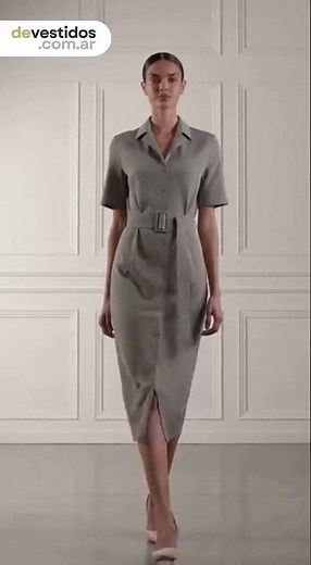 Vestido de oficina midi gris en crepé | Elegancia para trabajo y reuniones