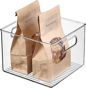 iDesign Pantry Storage Bin with Handles for Kitchen Cabinets or Fridge - Clear - Made in USA