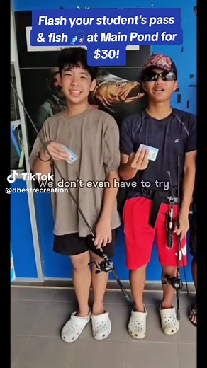 STUDENT MAIN POND PROMO ($30 Monday to Sunday)! Terms and Conditions; 🎣 Promo is only applicable for students with valid student pass. 🎣 Promo is valid only for Main Pond. 🎣 Promo is valid for any of the 4 Main Pond sessions (Monday to Sunday). 🎣 Promo is valid till 31 Dec 2024. 🎣 Students are to produce student pass while purchasing ticket from the mini-mart for verification 1 student pass is only eligible for 1 rod. Non students / accompanying adult are not allowed to fish with the studen