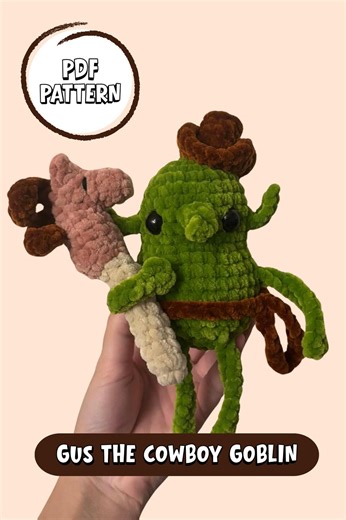 Gus the Cowboy Goblin CROCHET PATTERN (no-sew Body), Crochet Plushie/toy - Etsy