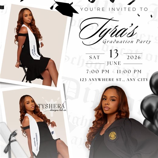 Graduation Party Invitation Canva Template - Etsy