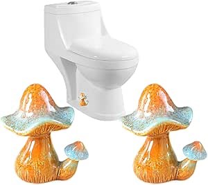 Mushroom Toilet Bolt Caps Porcelain Toilet Bolt Covers Decorative,Fun Toilet Screw Cover Caps,2Pcs Ceramic Mushroom Toilet Screw Caps,Toilet Bowl Bolt Covers for Bathroom Decor,Easy to install (D)
