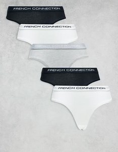 French Connection 5 pack cotton french connection ladies thongs in white | ASOS