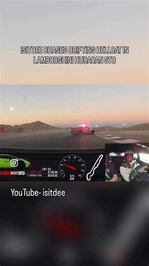 Chasing a DRIFTING Hellcat in a Huracan STO 😳 #isitdee #hellcat #lamborghini #drift