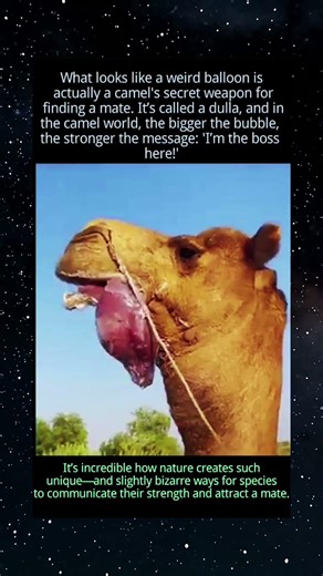 camels inflate their red balloon from their mouth