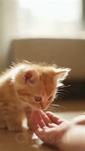 Curious Kitten Meets Human Hand 🐾💖 #kitten #cute #curiosity #adorable #catlover #funny