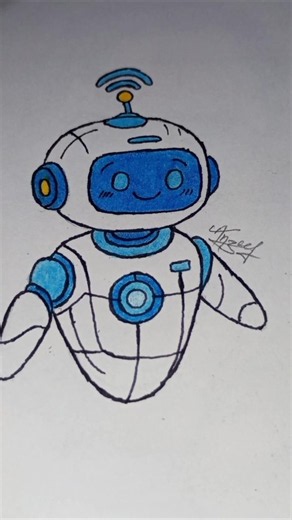 How an AI draws itself! (Cute Robot Tutorial) #shorts #ai #robot #art #speeddrawing #digitaldraw