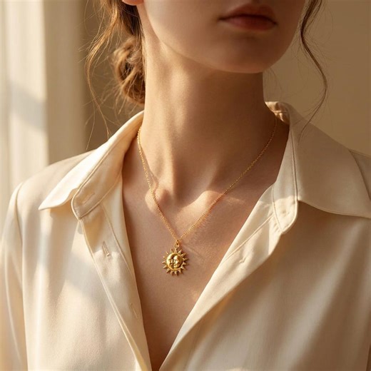 Gold Plated Moon and Sun Face Pendant Necklace,celestial Necklace, Moon and Sun Necklace, Everyday Necklace,christmas Gift,mother's Day Gift - Etsy