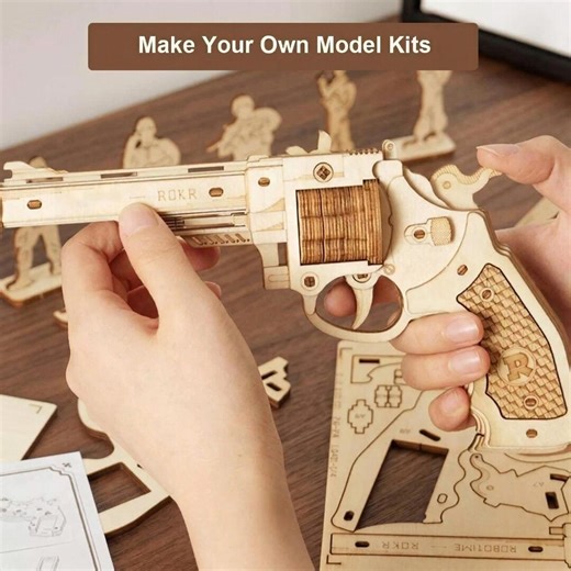 Wood Revolver Model 3D Wooden Puzzle Kit for Adults - Etsy