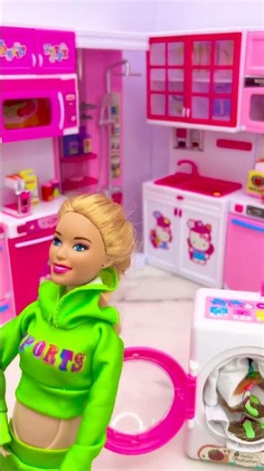 Satisfying With Unboxing Barbie Doll Laundry Toys, ASMR Video #shorts
