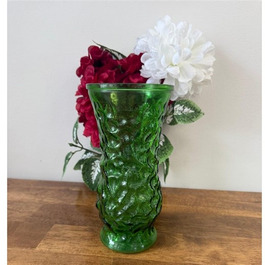Vintage Hoosier Glass Emerald Green Textured Vase Mid Century Modern Art Glass - Etsy