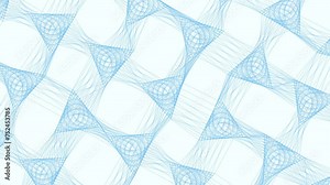 An abstract blue and white pattern resembling intertwined lines and curves, reminiscent of a potential wallpaper or fabric design