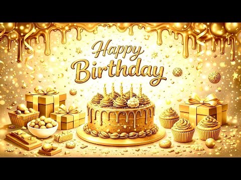 💛 4K Ultimate Gold Happy Birthday Background Loop | Luxury Party Atmosphere & Sparkle Effects