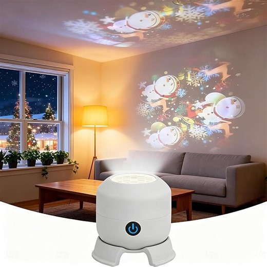 Dynamic Rotating LED Projector Light, 360° Rotating USB Rechargeable Ocean Night Light Projector, with Snowflake/Oceans/Christmas Dynamic Patterns for