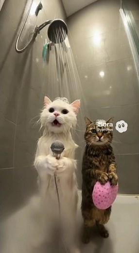 2 Cats Singing in the Shower 😂🎤🐱 | Funniest Real Cat Performance Ever!