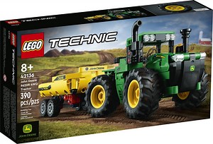 LEGO Technic John Deere 9620R 4WD Tractor Toy 42136 Building Toy - Collectible Model with Trailer, Featuring Realistic Details, Construction Farm Toy for Kids Ages 8