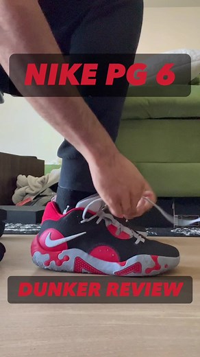 ABOVE THE RIM REVIEW #17: NIKE PG 6 Bounce: 3.6/5 Traction: 4.6/5 Cushion: 4/5 Weight: 4.2/5 Court feel: 3.6/5 Overall: 8/10 Comparable to a lot of PUMA models, but with Nike’s prized React foam, caged into the rubber outsole, the Nike PG6 is a great budget model for dunking, training, indoor volleyball, you name it. I found this shoe really great for transferring momentum upwards and absorbing impact, but poor for forward and lateral momentum. Switching from the GT Cuts to this shoe in one sess